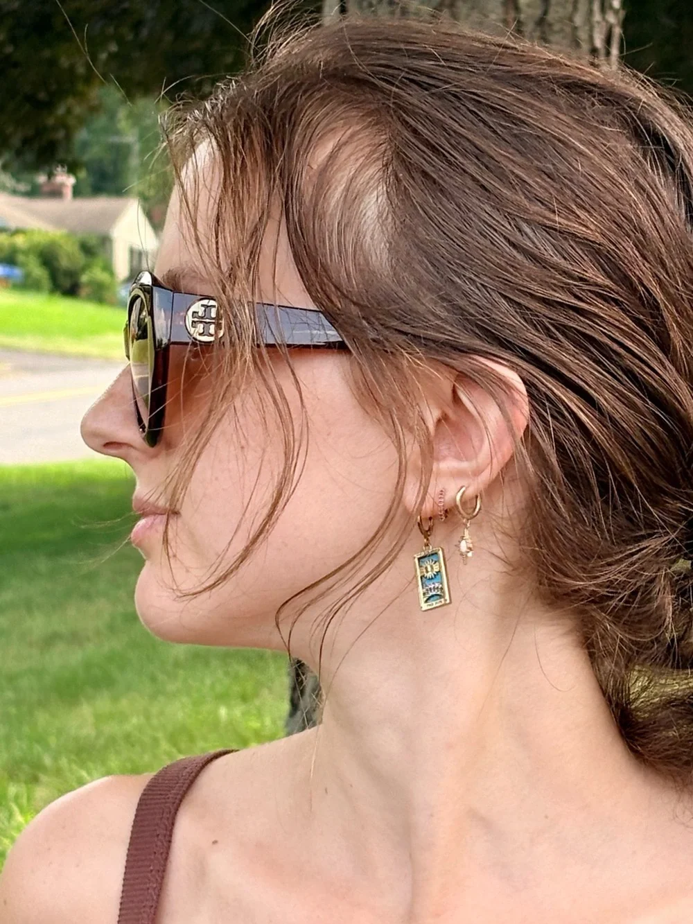 TORY BURCH Logo Brown Gradient Oversized Sunglasses